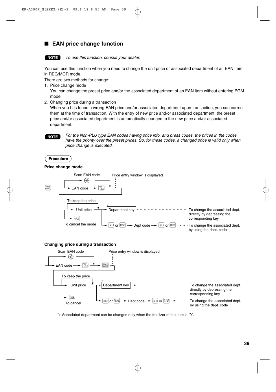 E a c, Ean price change function | Sharp ER-A280F User Manual | Page 41 / 188