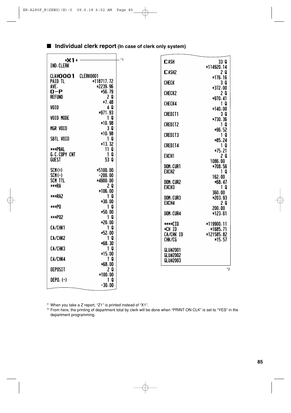 Individual clerk report | Sharp ER-A280F User Manual | Page 87 / 188