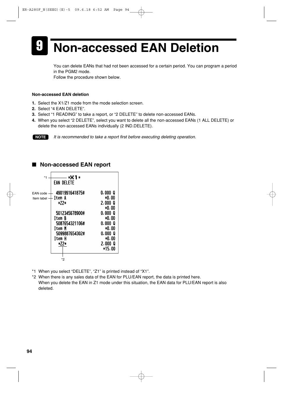 Non-accessed ean deletion | Sharp ER-A280F User Manual | Page 96 / 188