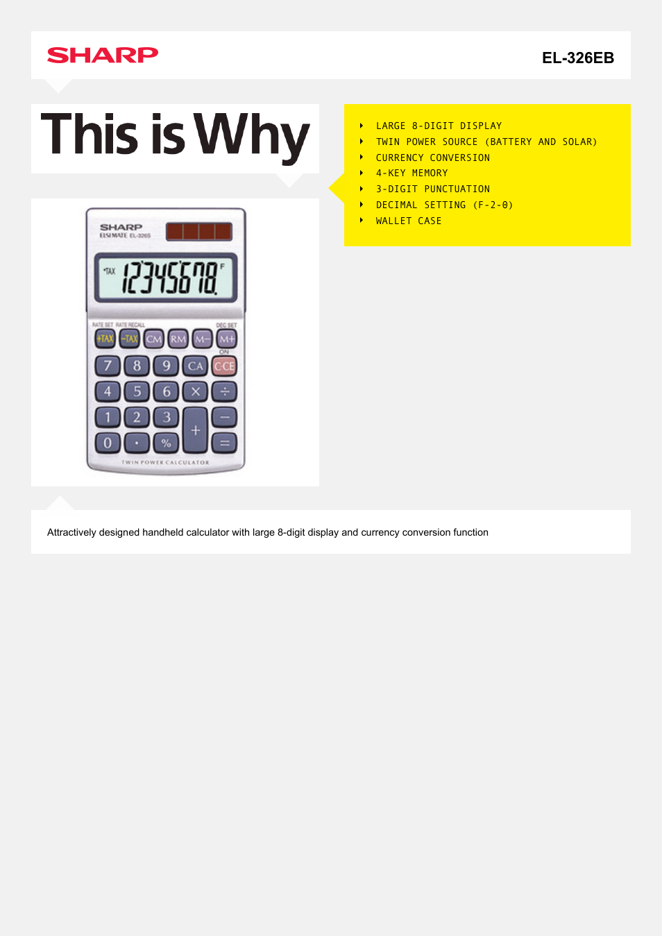 Sharp EL-326EB User Manual | 2 pages