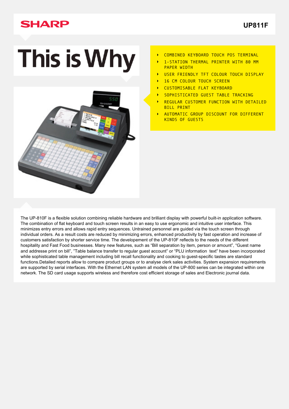 Sharp UP811F User Manual | 2 pages