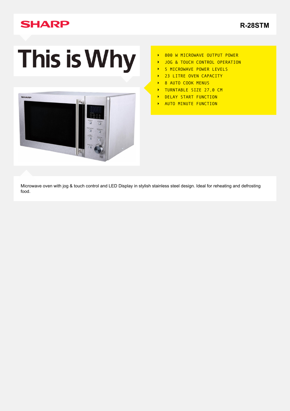Sharp R-28STM User Manual | 2 pages