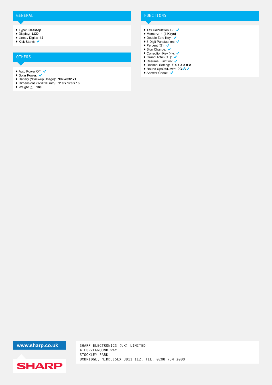 Sharp EL-364BSL User Manual | Page 2 / 2