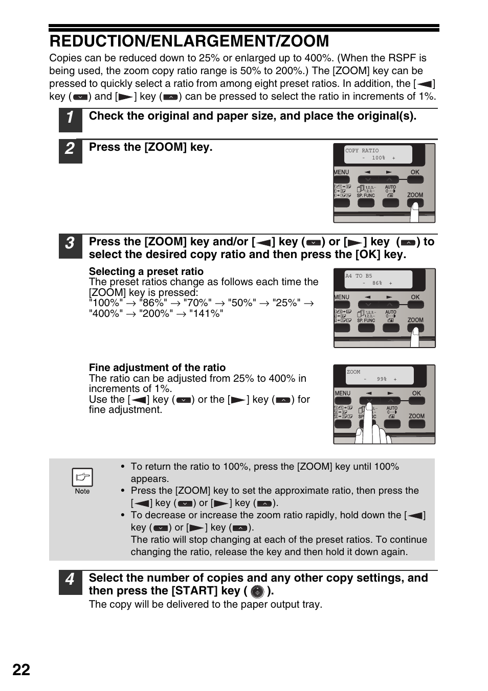 Reduction/enlargement/zoom, 22 reduction/enlargement/zoom | Sharp MX-B201D User Manual | Page 23 / 117