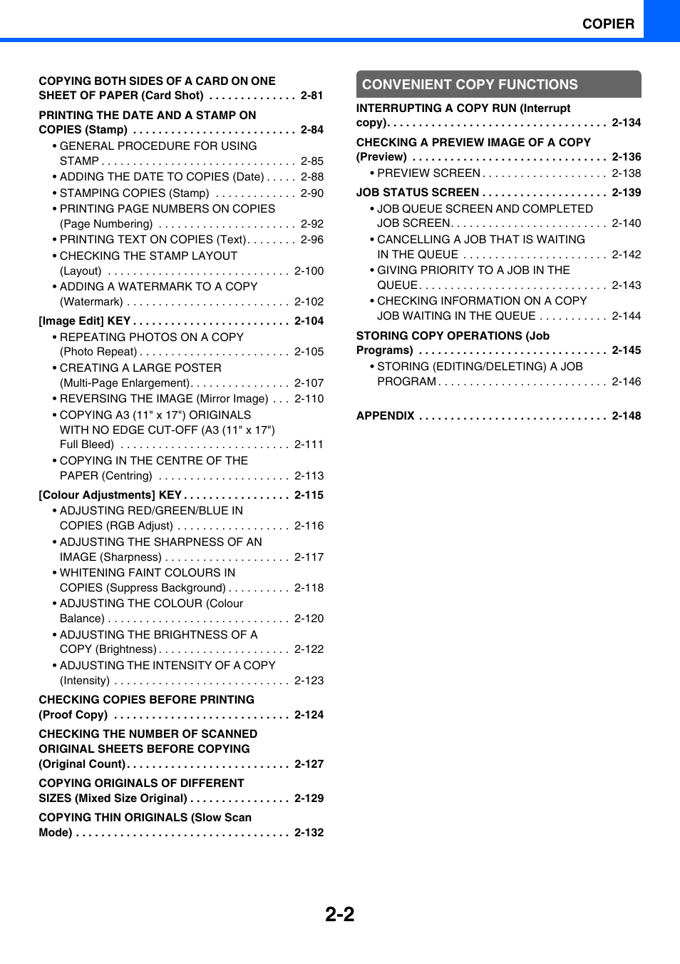 Copier, Convenient copy functions | Sharp MX-2614N User Manual | Page 114 / 836