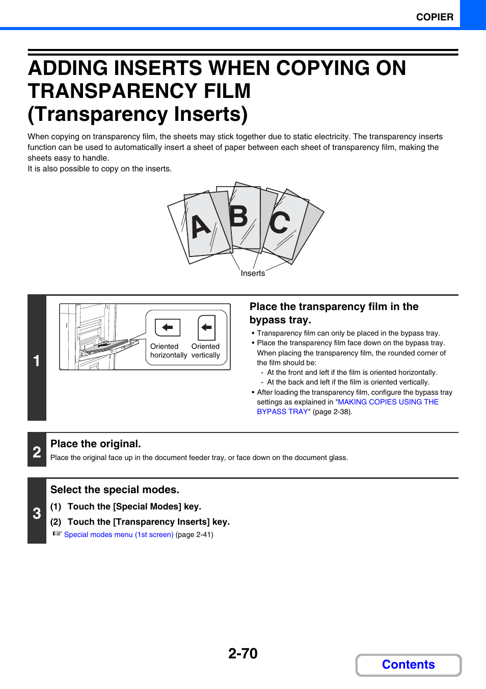 Transparency film, Ge 2-70, Cb a | Sharp MX-2614N User Manual | Page 182 / 836