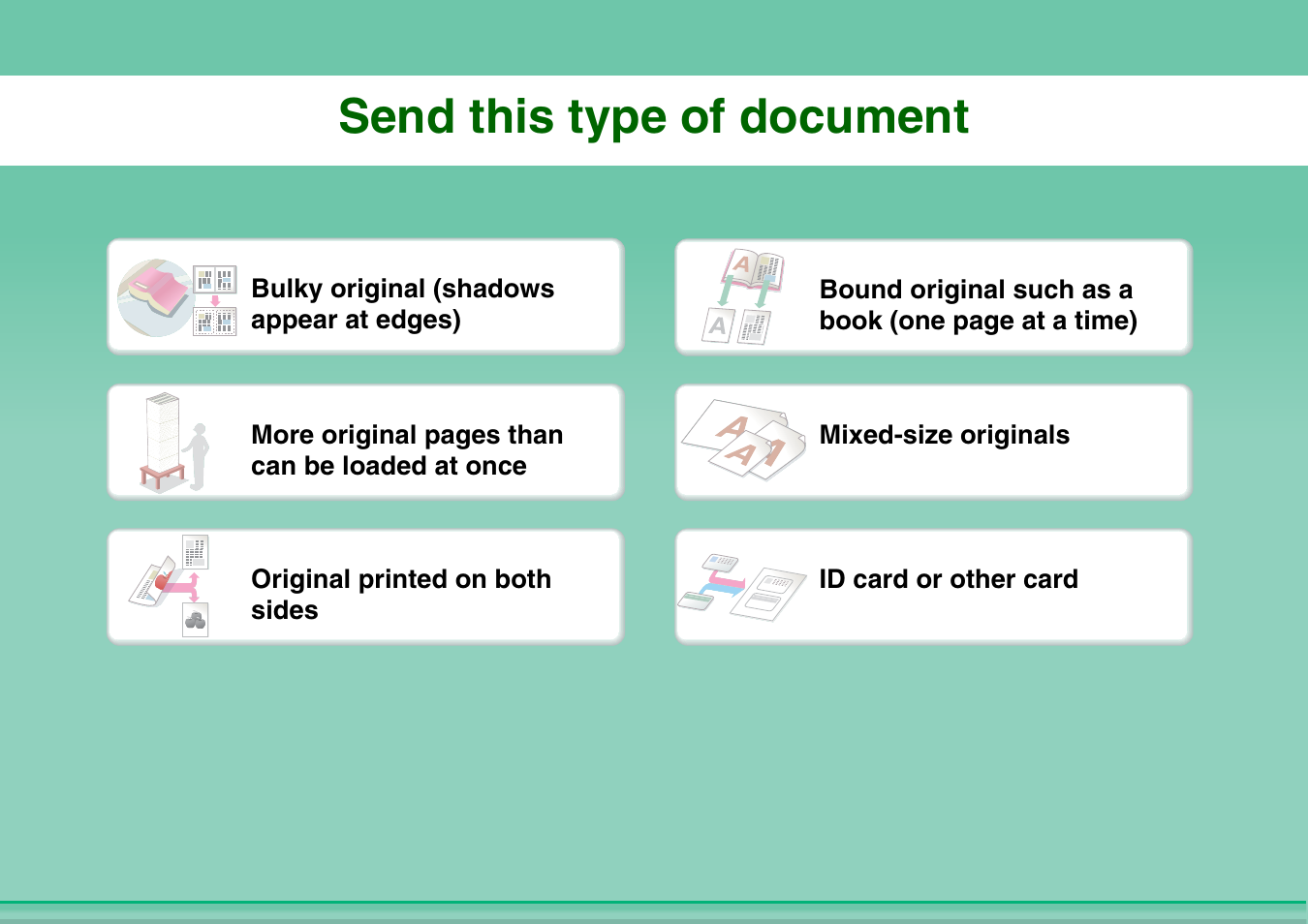 Send this type of, Document, Send this type of document | Sharp MX-2614N User Manual | Page 20 / 836