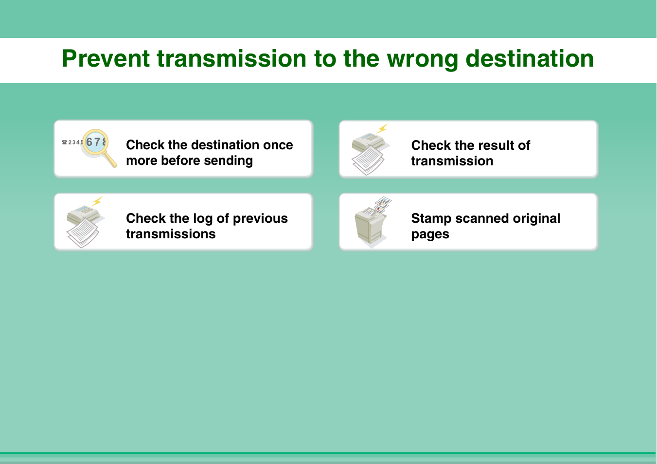 Prevent transmission to, The wrong destination, Prevent transmission to the wrong destination | Sharp MX-2614N User Manual | Page 21 / 836