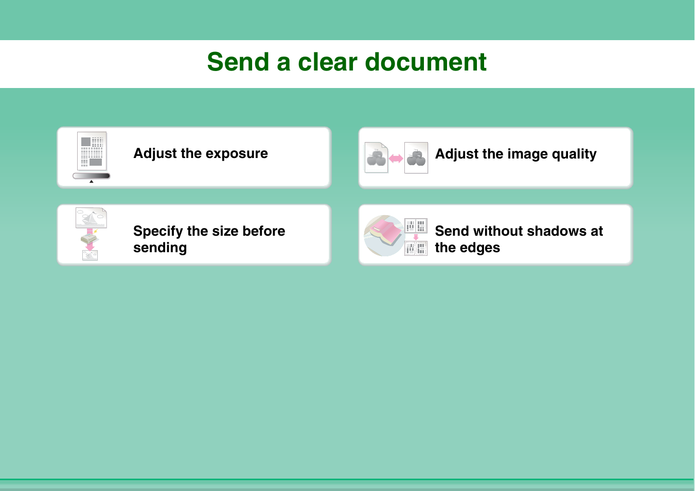 Send a clear, Document, Send a clear document | Sharp MX-2614N User Manual | Page 22 / 836