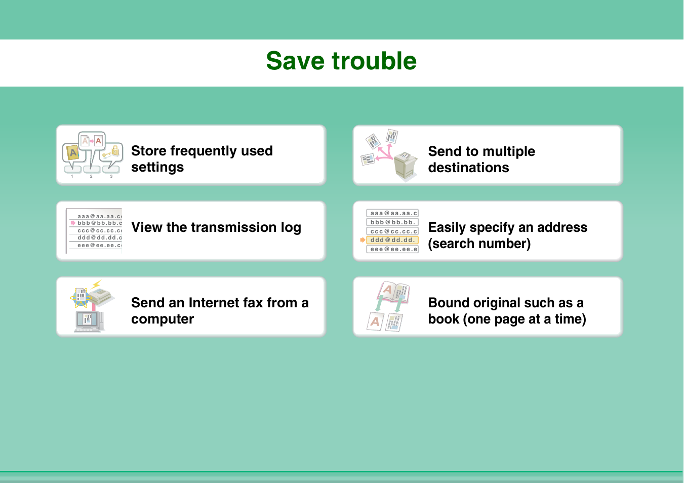 Save trouble, View the transmission log | Sharp MX-2614N User Manual | Page 31 / 836