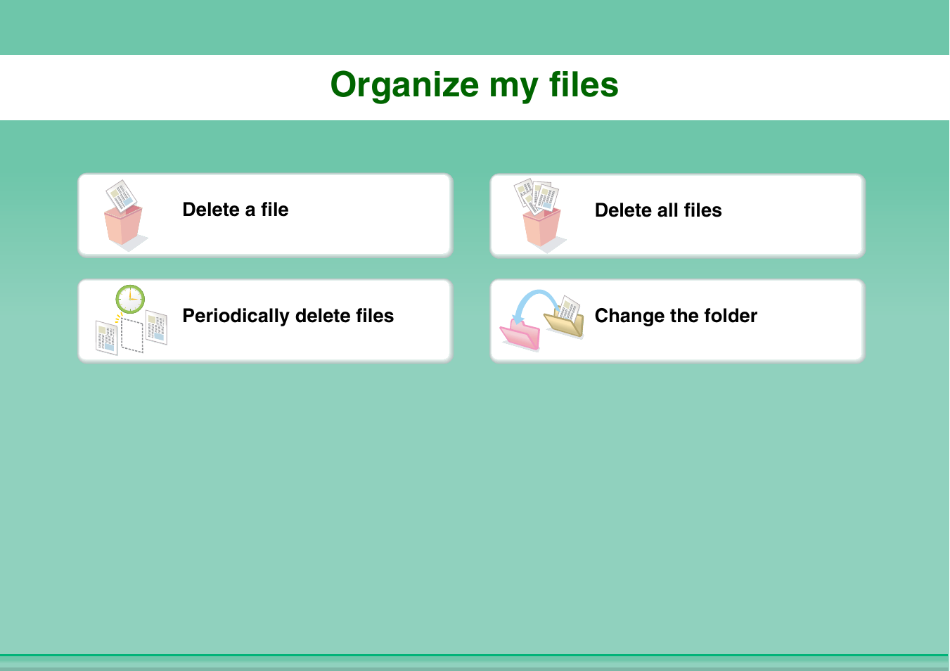 Organize my files | Sharp MX-2614N User Manual | Page 35 / 836