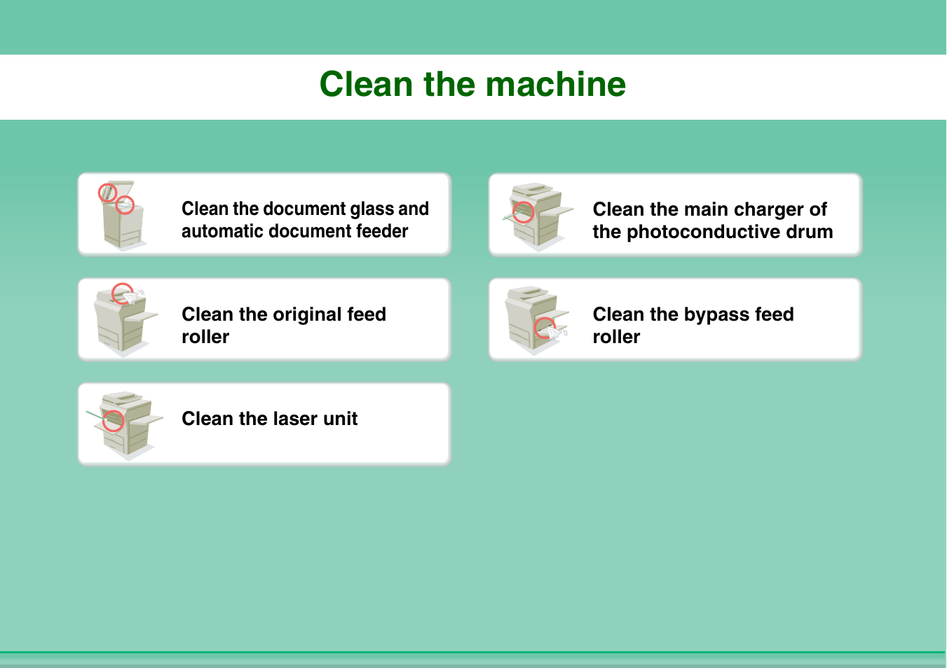 Clean the, Machine, Clean the machine | Sharp MX-2614N User Manual | Page 37 / 836