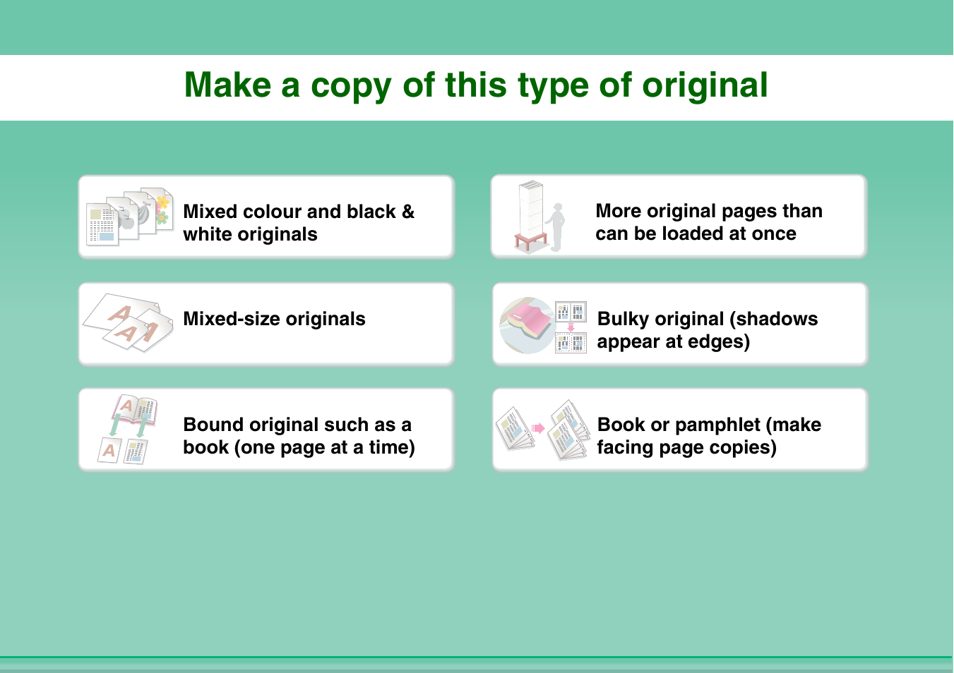 Make a copy of this, Type of original, Make a copy of this type of original | Sharp MX-2614N User Manual | Page 5 / 836