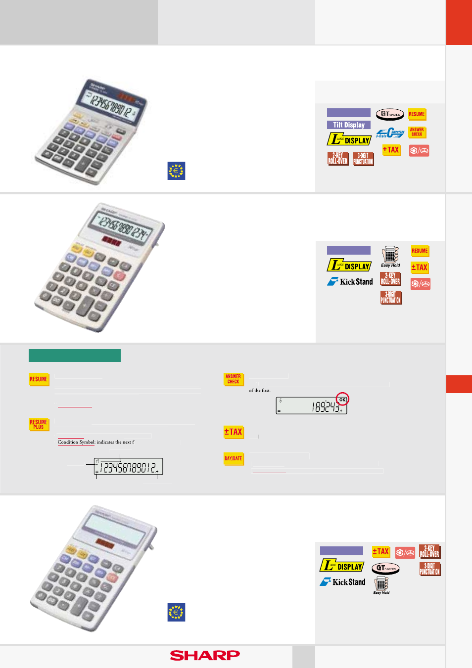 Office calculators, El-337c, El-421m | El-334f, El-337e, El-334e, Nice size 13, Nice size, Convenient functions | Sharp EL-376SB User Manual | Page 13 / 26