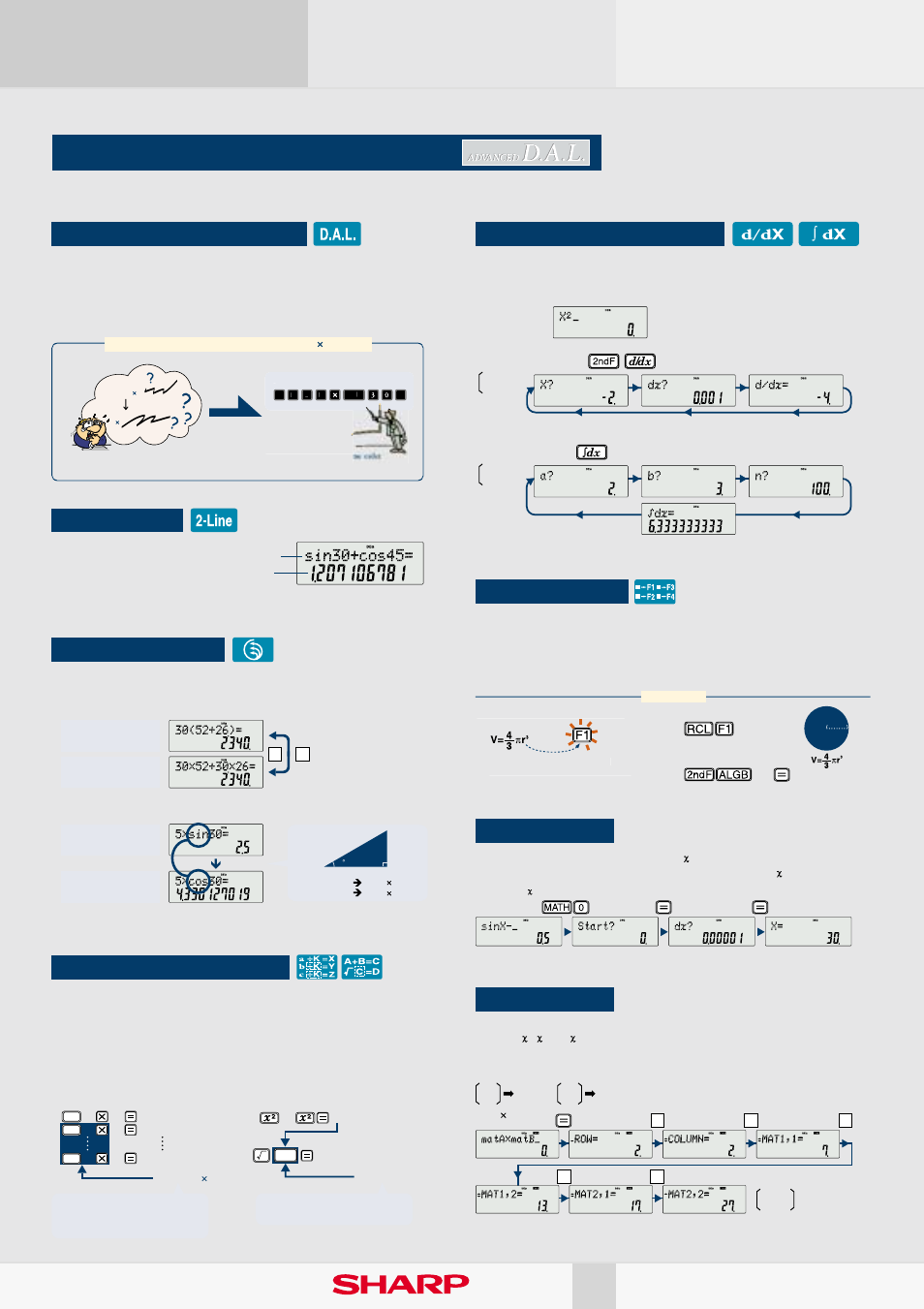 Scientific calculators, Greater efficiency and ease of use, Glas top design 8 | Direct algebraic logic (d.a.l.), Numerical derivative/integral 2-line display, Constant/chain calculations | Sharp EL-376SB User Manual | Page 8 / 26