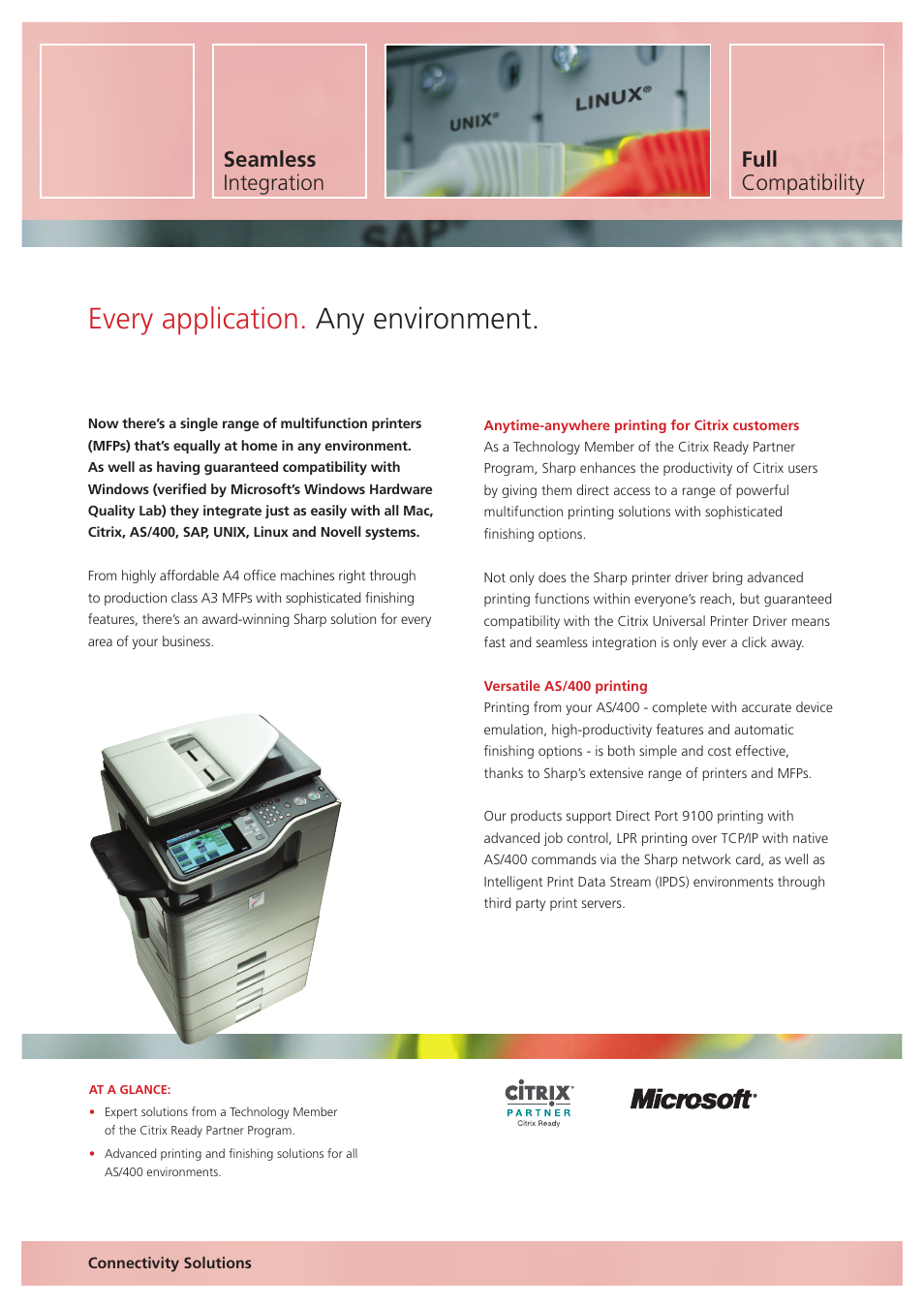 Every application. any environment, Seamless integration full compatibility | Sharp Novell NetWare Connectivity User Manual | Page 2 / 4