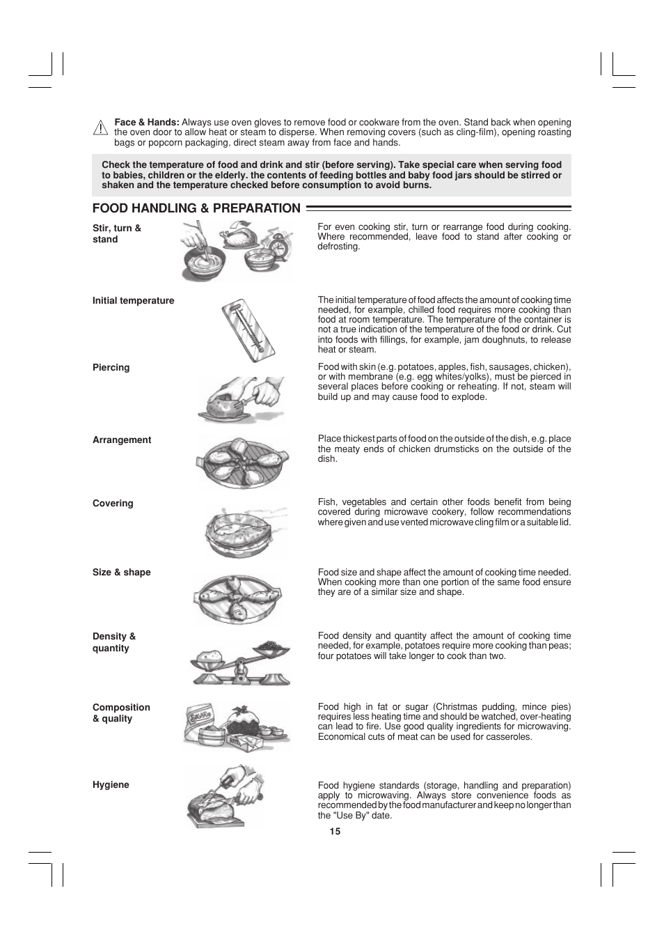 Food handling & preparation | Sharp R-22AT User Manual | Page 16 / 32
