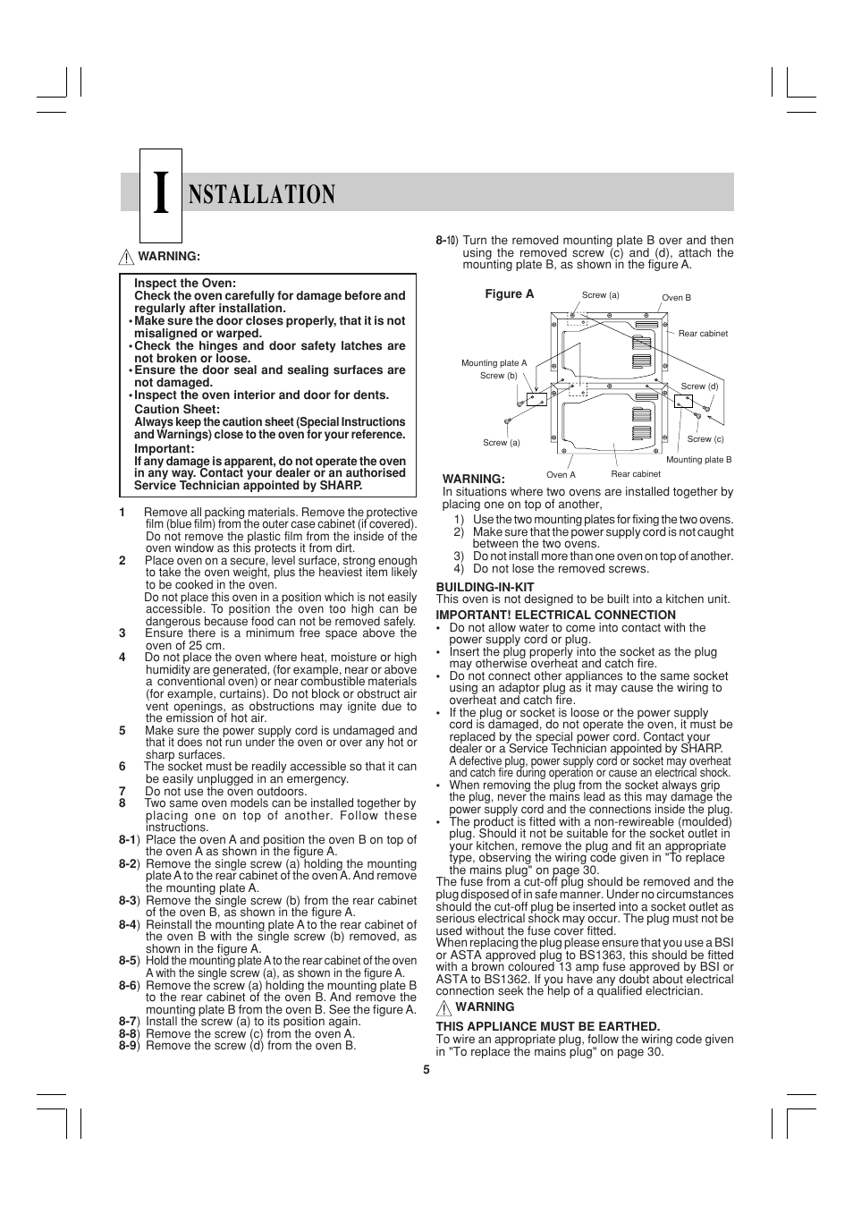 Nstallation | Sharp R-22AT User Manual | Page 6 / 32