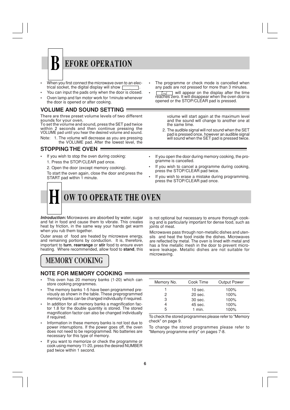 Efore operation, Ow to operate the oven | Sharp R-22AT User Manual | Page 7 / 32
