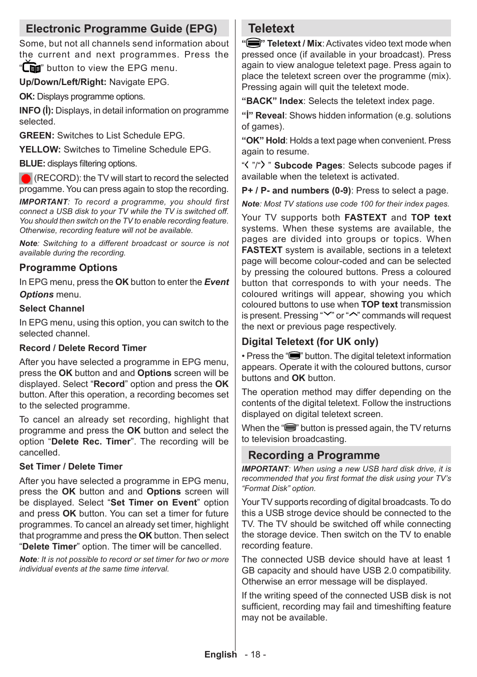 Teletext, Electronic programme guide (epg), Recording a programme | Sharp LC-50LE771K User Manual | Page 19 / 40