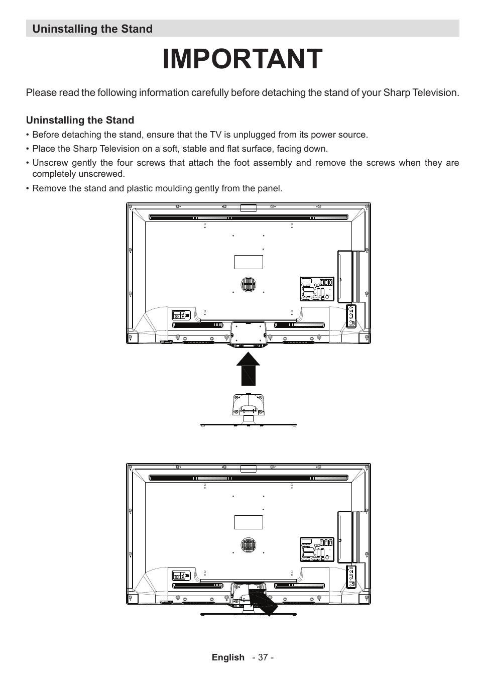 Important | Sharp LC-50LE771K User Manual | Page 38 / 40