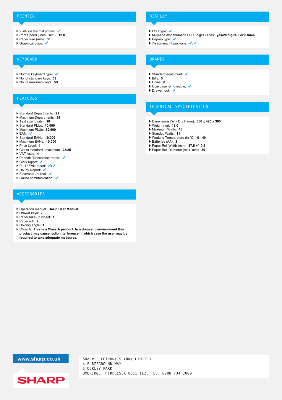 Sharp XE-A307 User Manual | Page 2 / 2