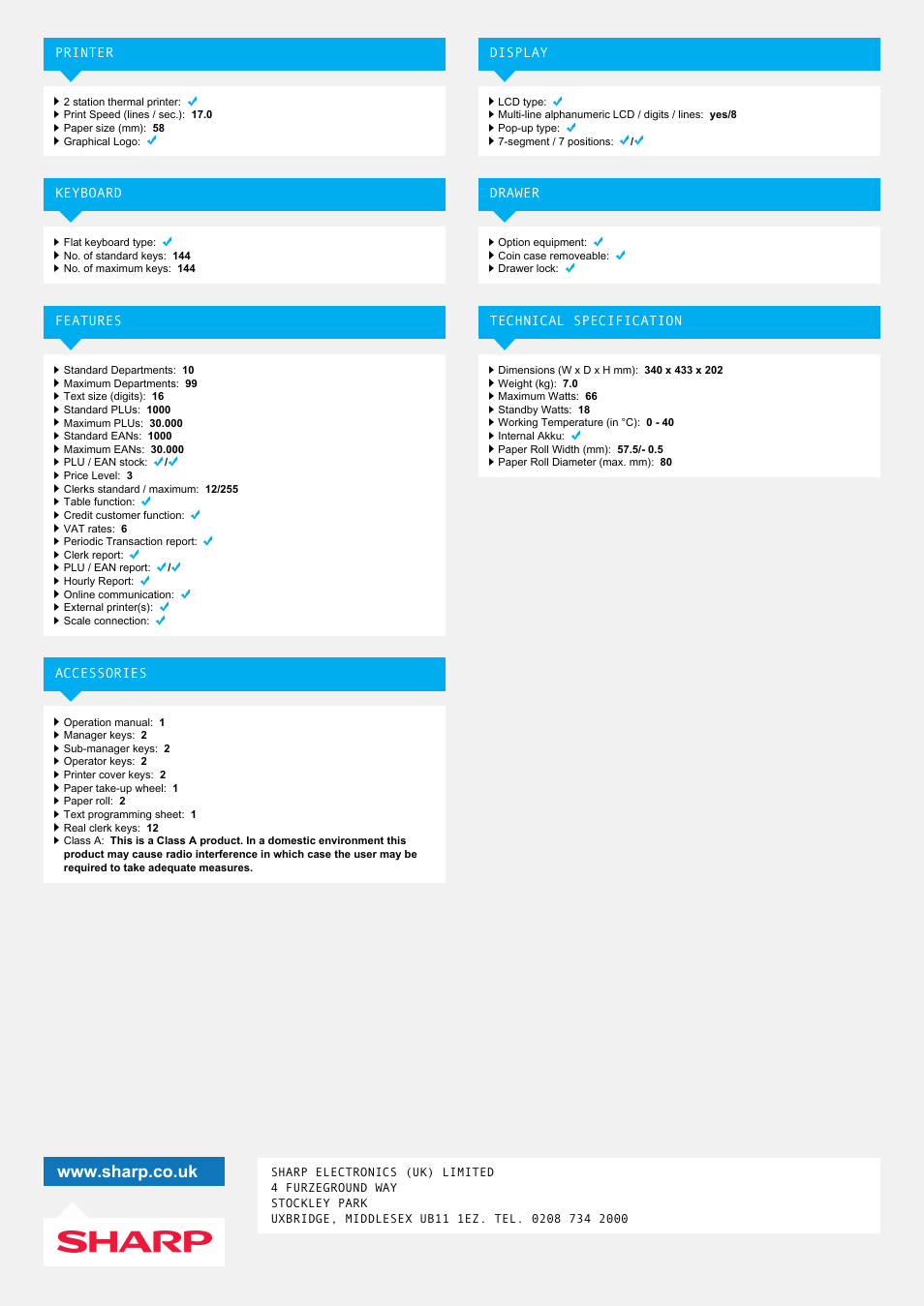 Sharp UP-700 User Manual | Page 2 / 2