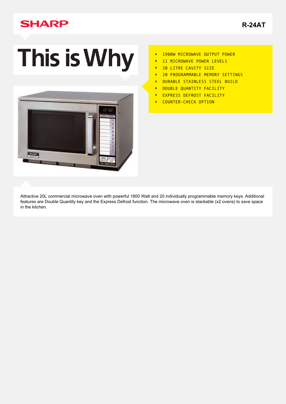 Sharp R-24AT User Manual | 2 pages