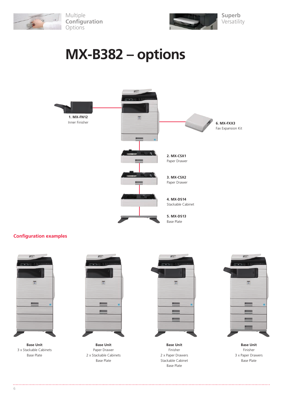 Mx-b382 – options, Superb versatility multiple configuration options | Sharp MX-B382 User Manual | Page 6 / 8
