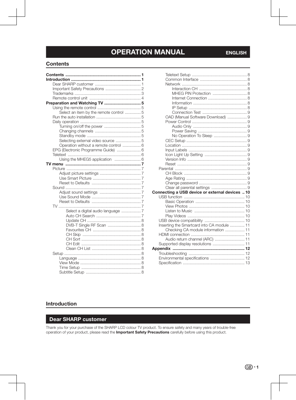 Sharp LC-46LD266K User Manual | Page 3 / 18
