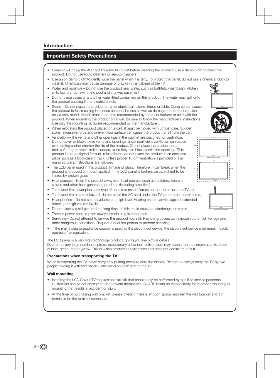 Important safety precautions, Introduction | Sharp LC-46LD266K User Manual | Page 4 / 18