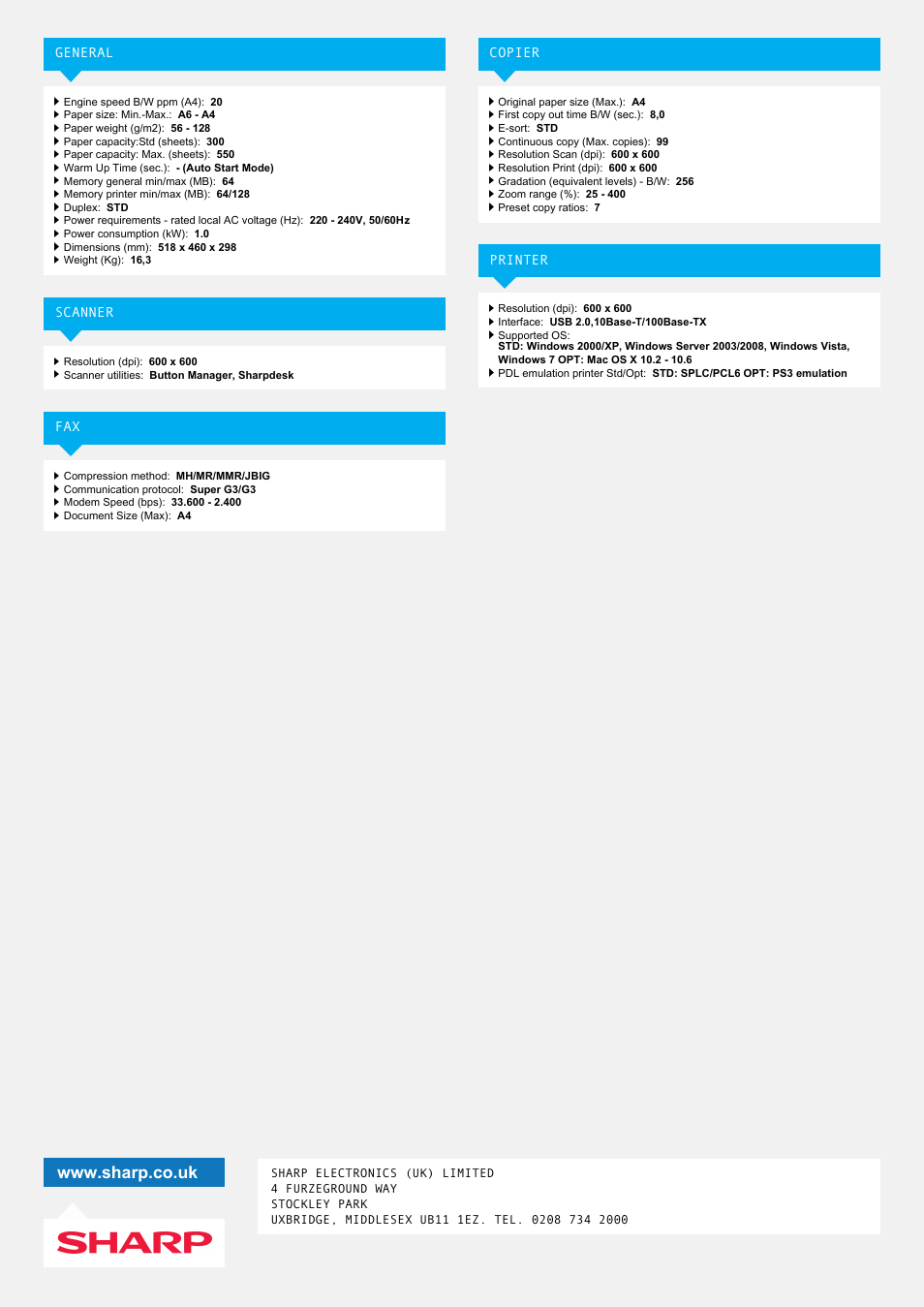 Sharp MX-B201DNF User Manual | Page 2 / 2