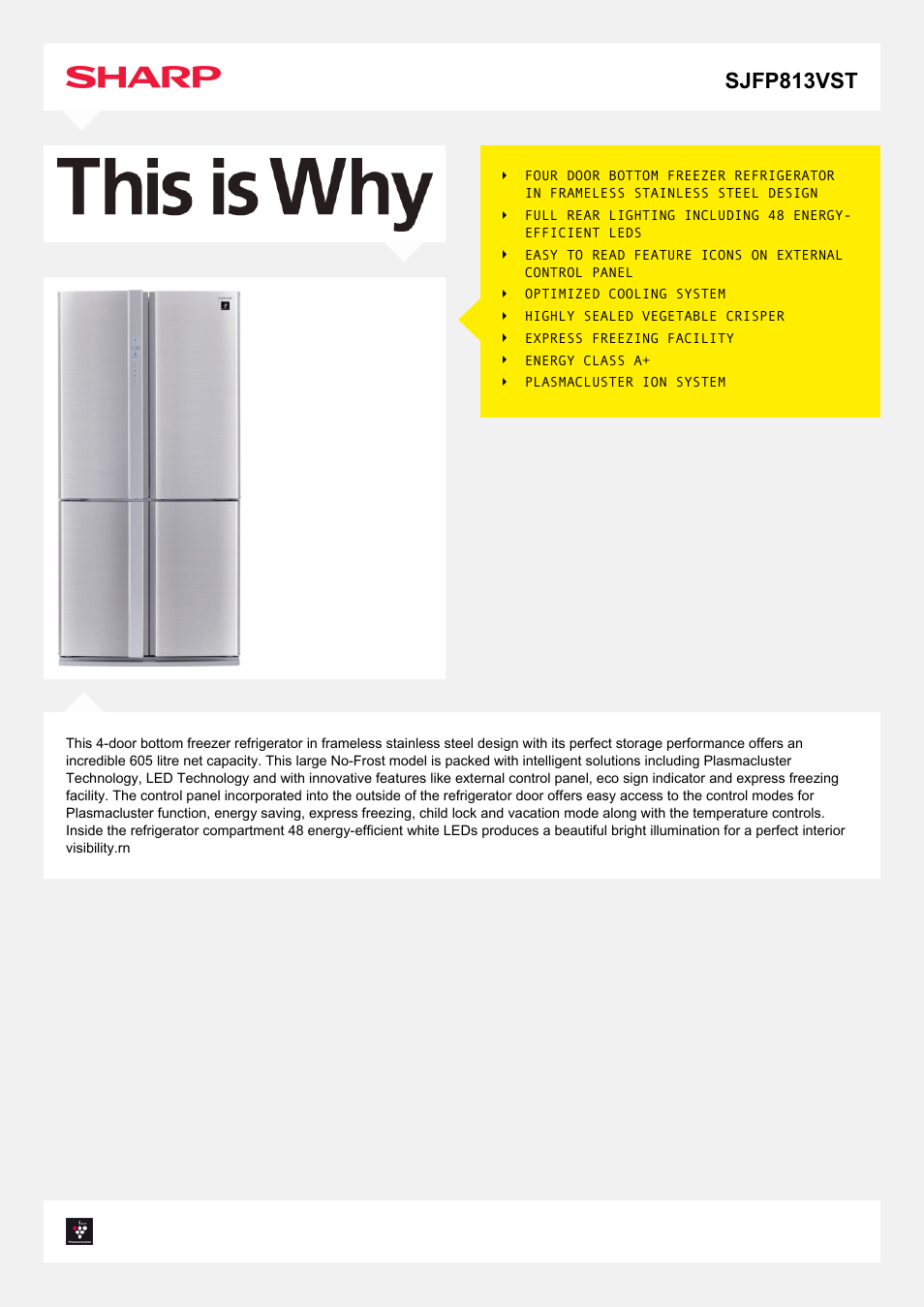 Sharp SJFP813VST User Manual | 2 pages