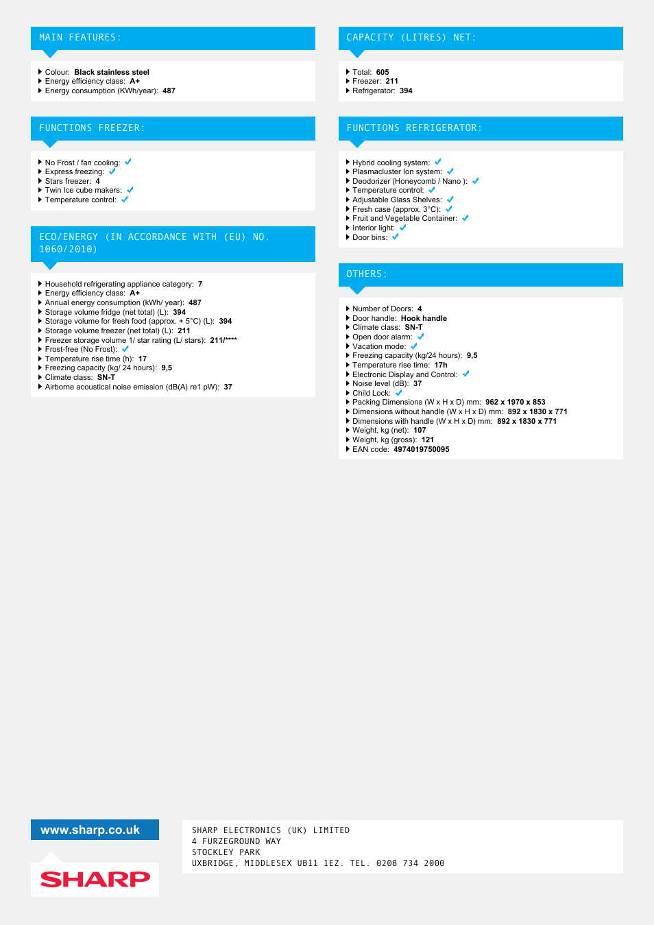 Sharp SJFP813VST User Manual | Page 2 / 2