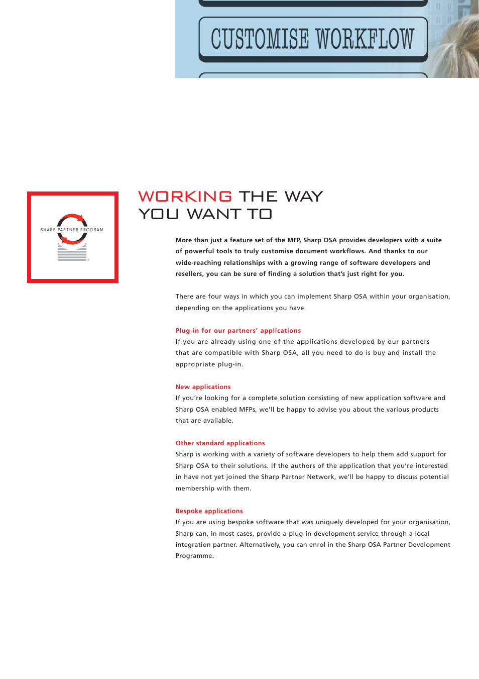 Working the way you want to | Sharp OSA Open Systems Architecture User Manual | Page 6 / 8