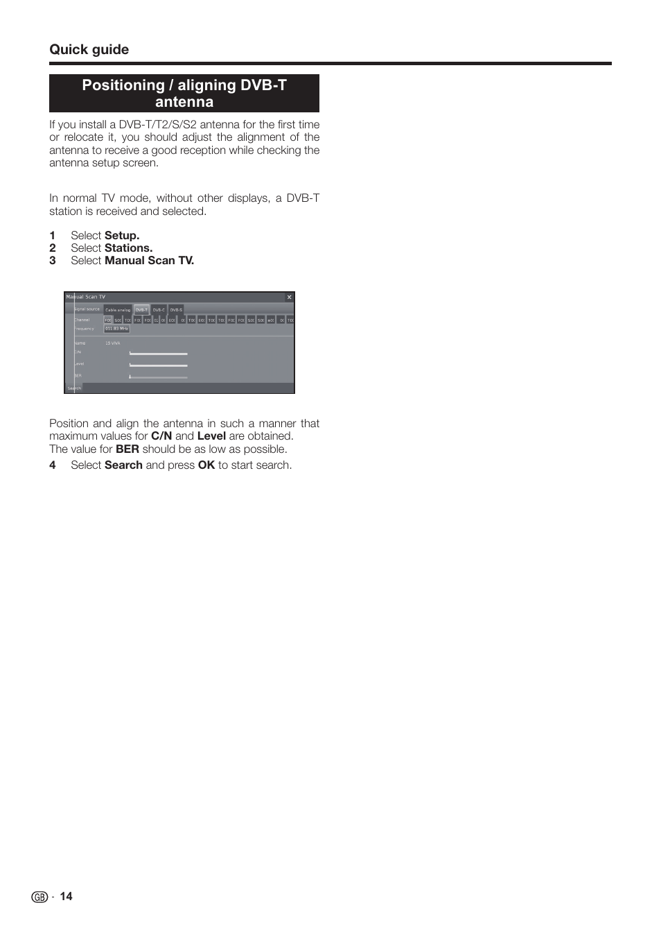 Positioning / aligning dvb-t antenna | Sharp LC-60LE651K User Manual | Page 16 / 64