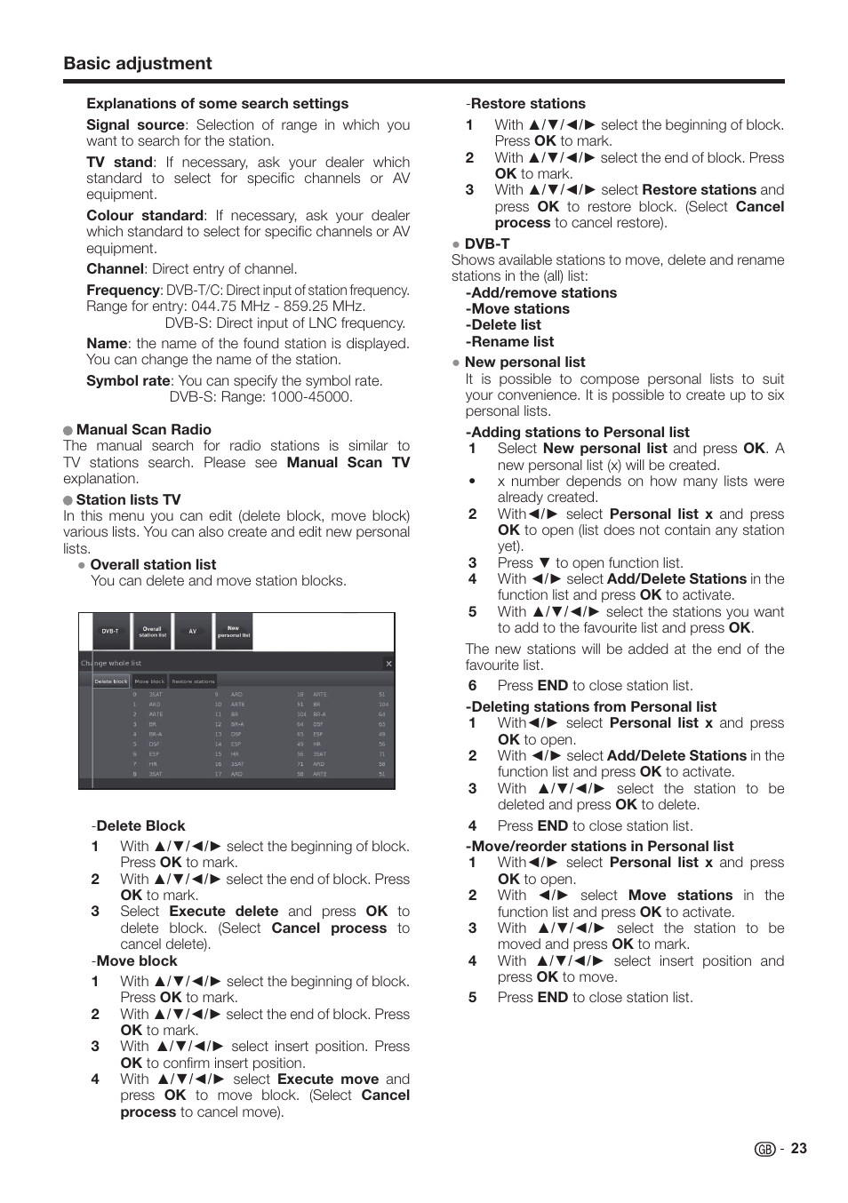 Basic adjustment | Sharp LC-60LE651K User Manual | Page 25 / 64