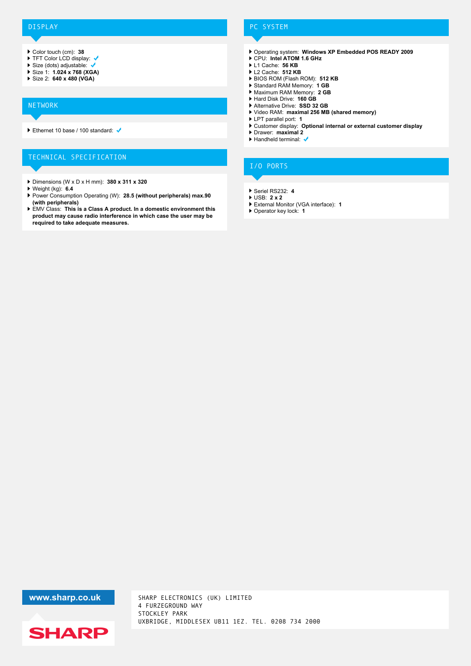 Sharp UPV5500SUK User Manual | Page 2 / 2