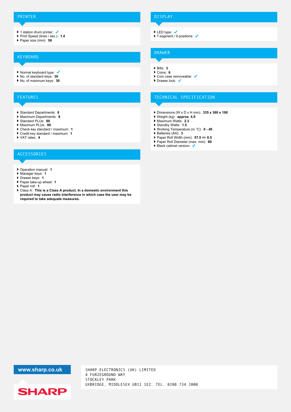 Sharp XE-A107-BK User Manual | Page 2 / 2