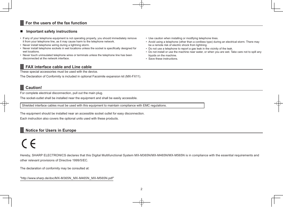 Sharp MX-M365N User Manual | Page 2 / 28