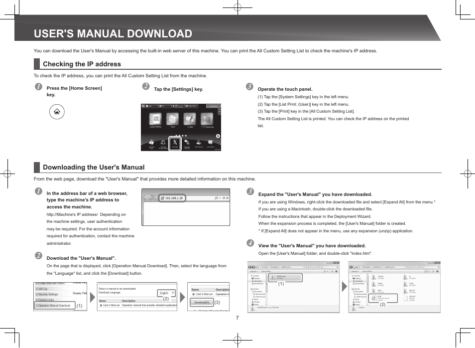 User's manual download | Sharp MX-M365N User Manual | Page 7 / 28