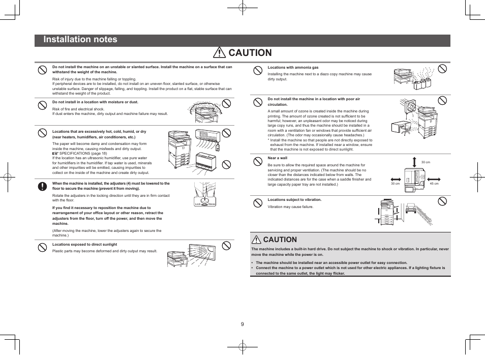 Caution | Sharp MX-M365N User Manual | Page 9 / 28