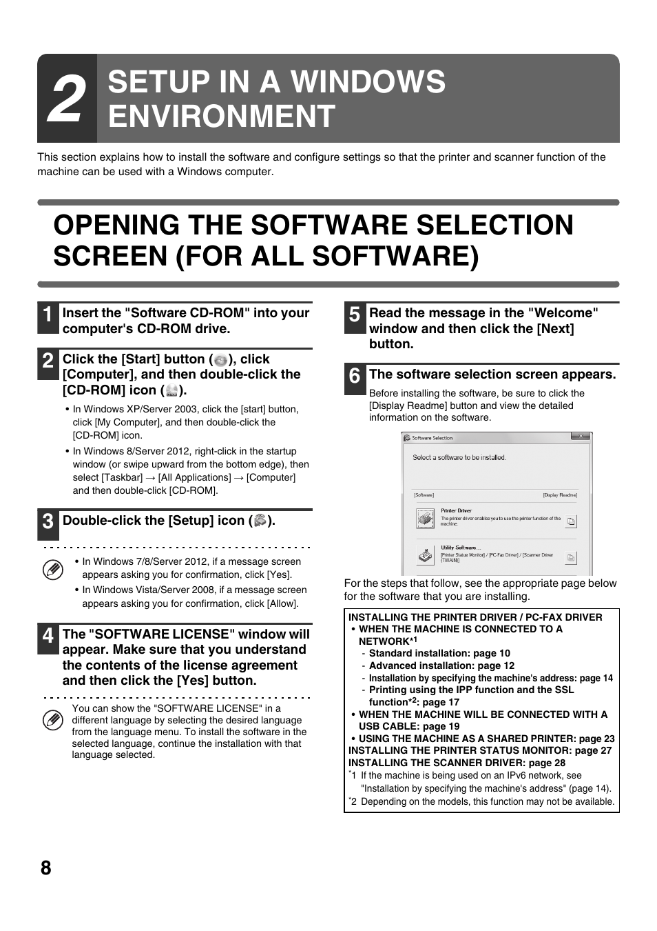 Setup in a windows environment | Sharp MX-C300W User Manual | Page 10 / 44