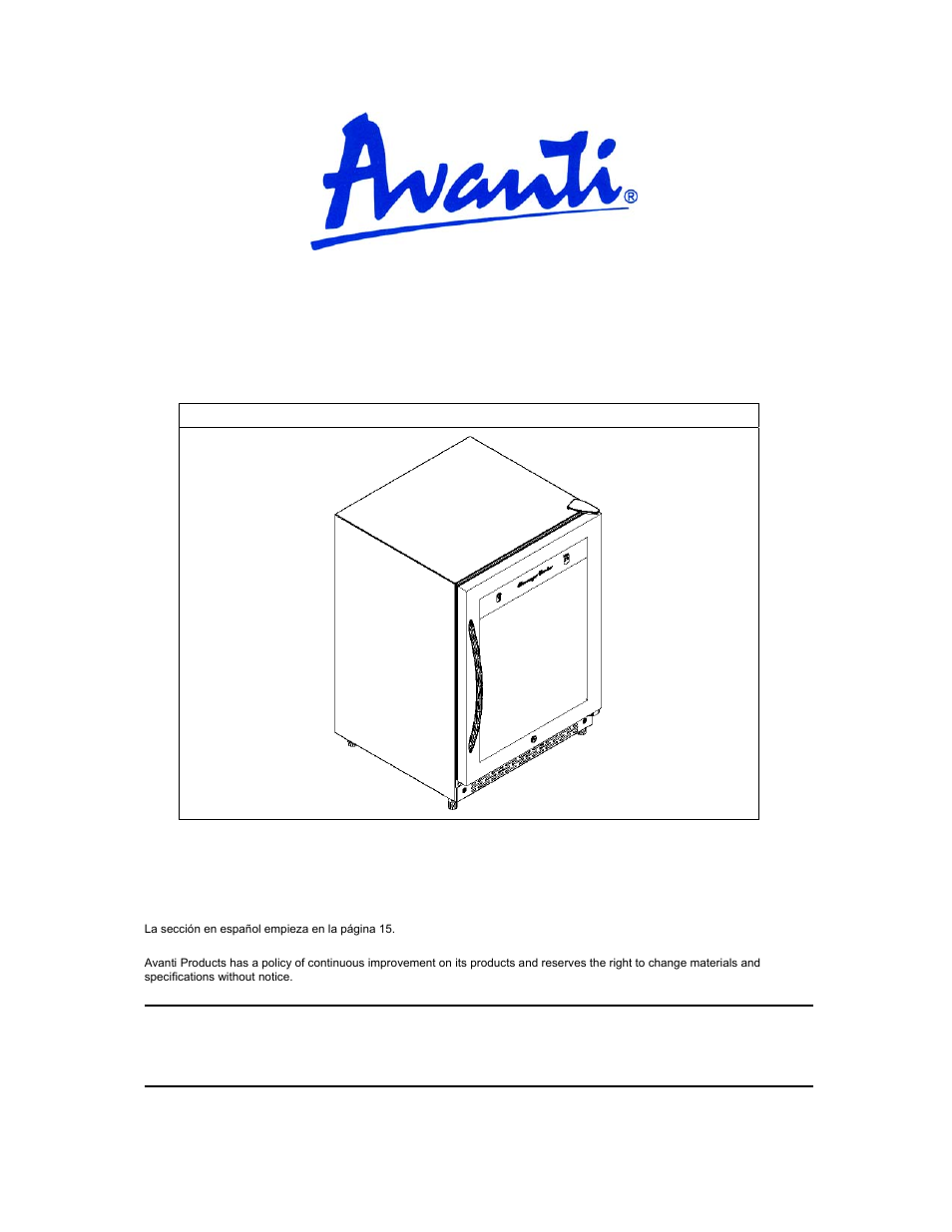 Avanti BCA57SSR User Manual | 20 pages