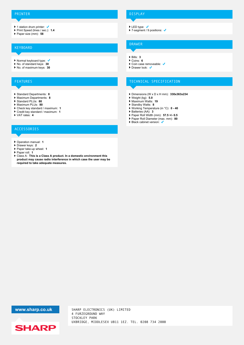 Sharp XE-A102 User Manual | Page 2 / 2