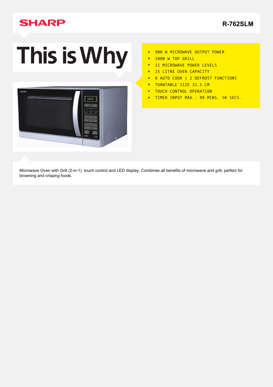 Sharp R-762SLM User Manual | 2 pages