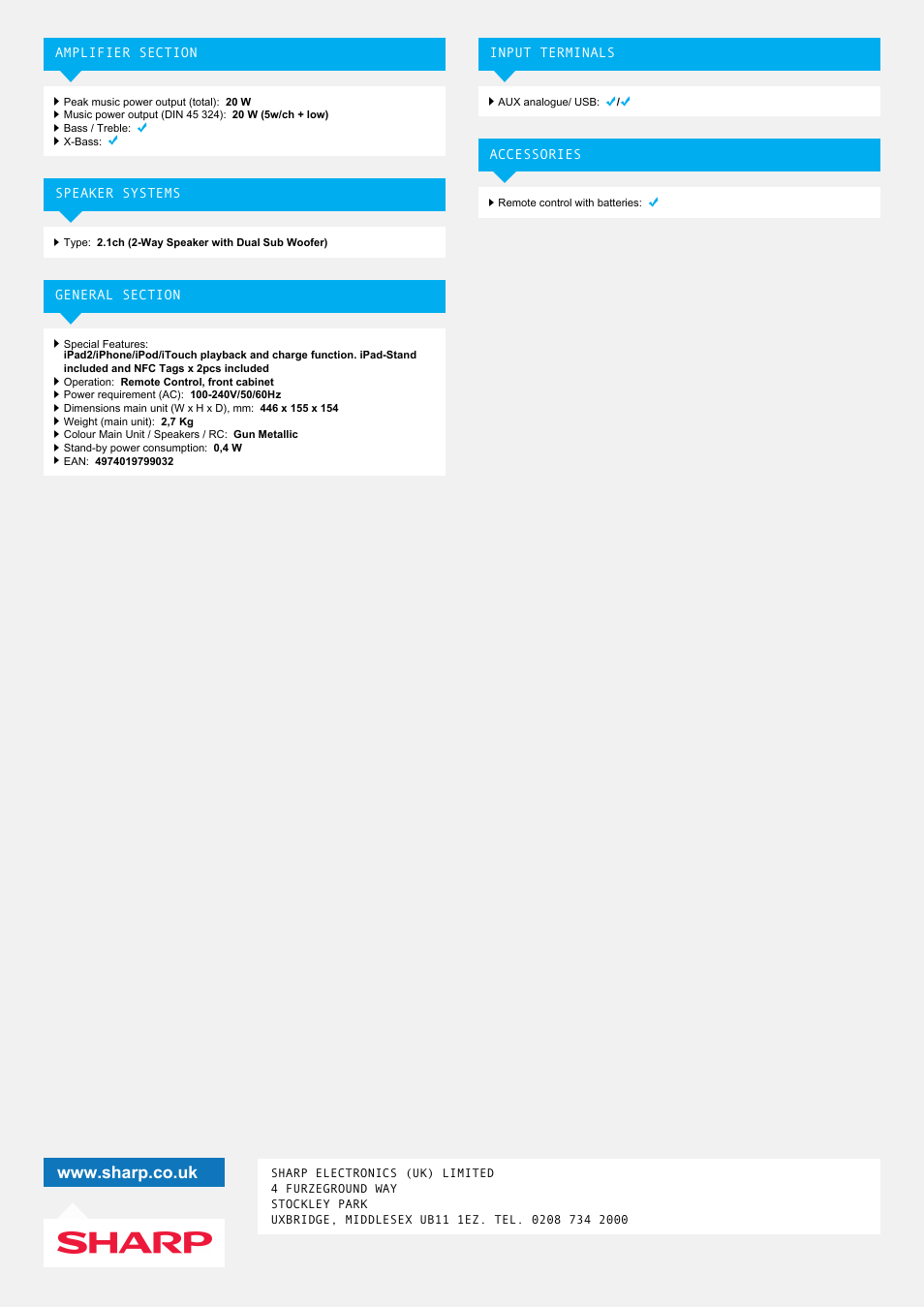 Sharp GX-BT7GM User Manual | Page 2 / 2
