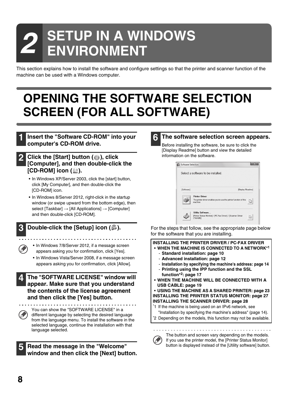 Setup in a windows environment | Sharp MX-C301W User Manual | Page 10 / 44