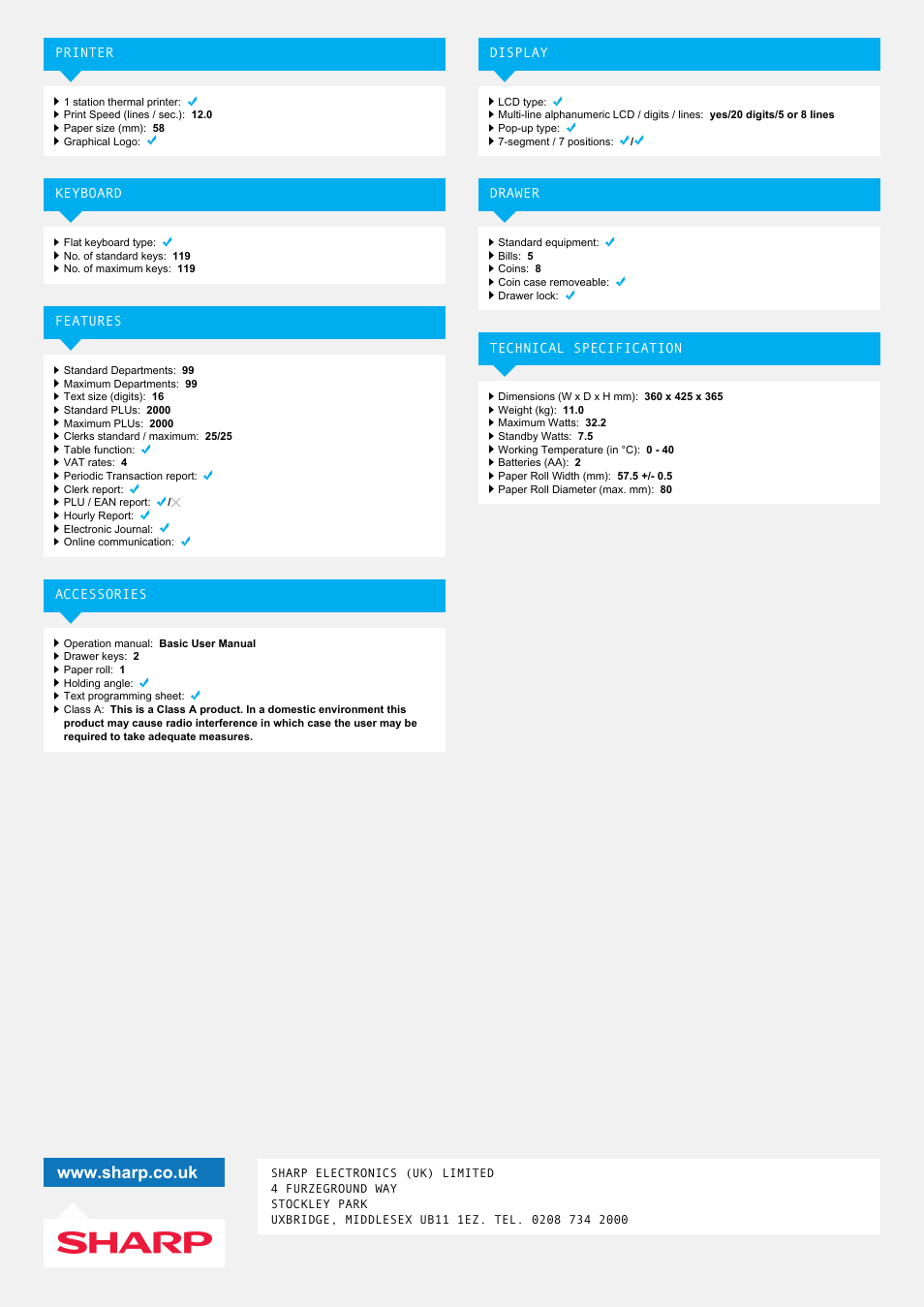 Sharp XE-A217W User Manual | Page 2 / 2