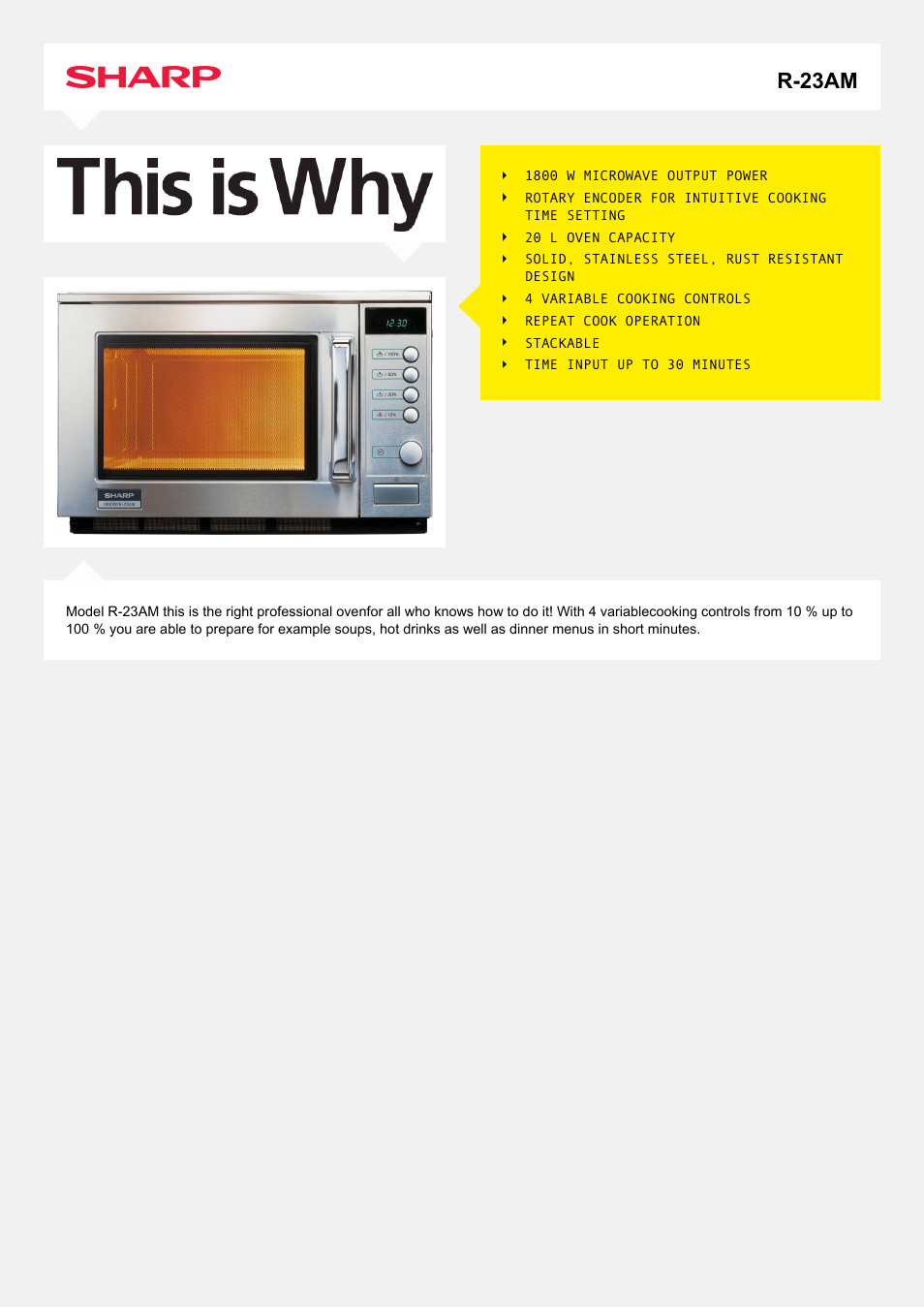 Sharp R-23AM User Manual | 2 pages